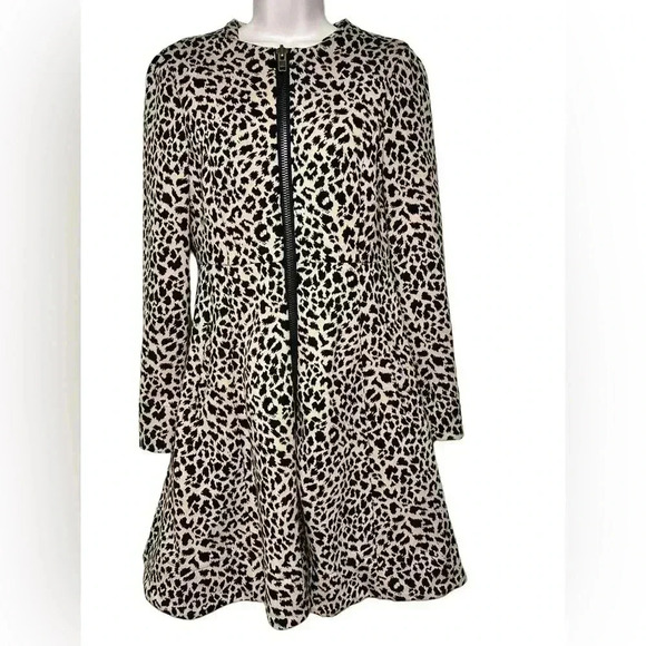 Grace Dane Lewis Leopard Print Flared Dress Coat – Size 4 - Picture 1 of 11